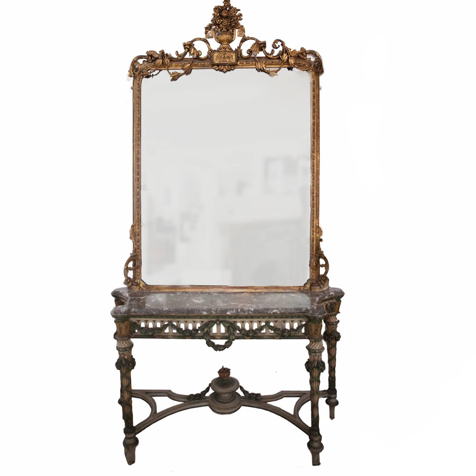 Early Victorian 19th Century Gilt and Gesso Overmantel Mirror