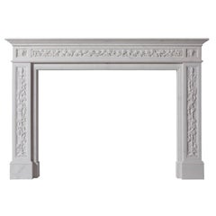 18th Century Georgian Style Hand-Carved White Marble Fireplace Mantle