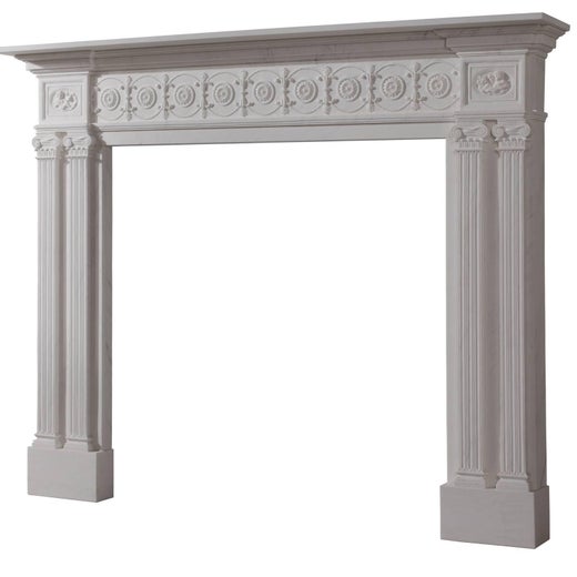 18th Century Georgian Style Hand Carved White Marble Fireplace