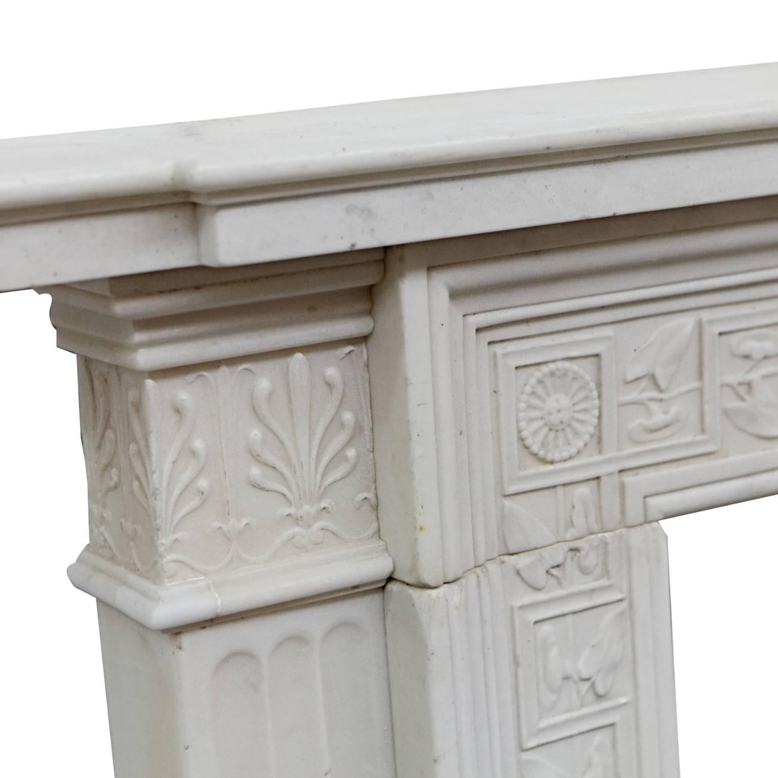 Hand-Carved 19th Century Regency Soane Statuary Marble Mantelpiece For Sale