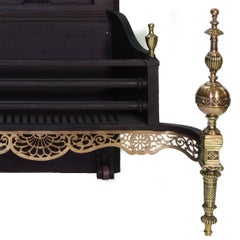 19th Century Regency Cast Iron and Brass Antique Fire Basket