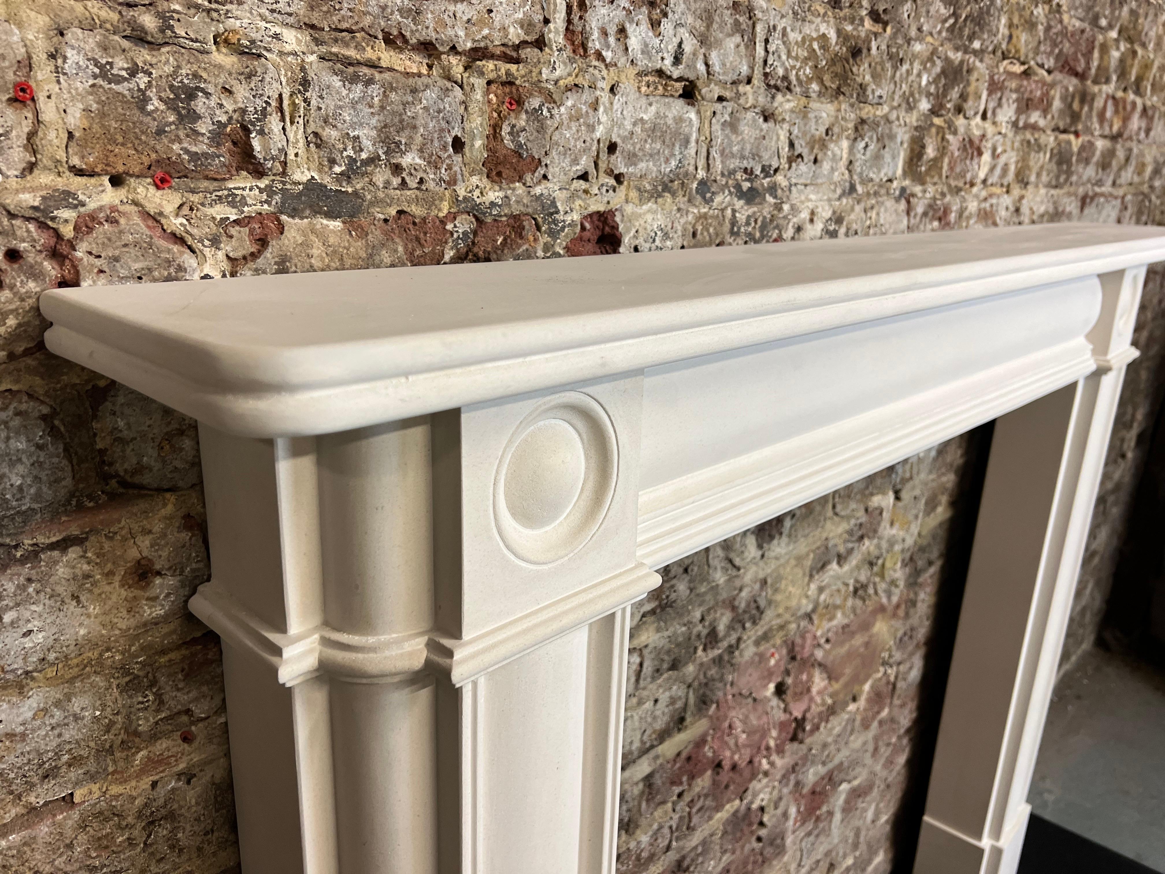 Georgian 20th Century Bullseye Limestone Fireplace Mantlepiece For Sale