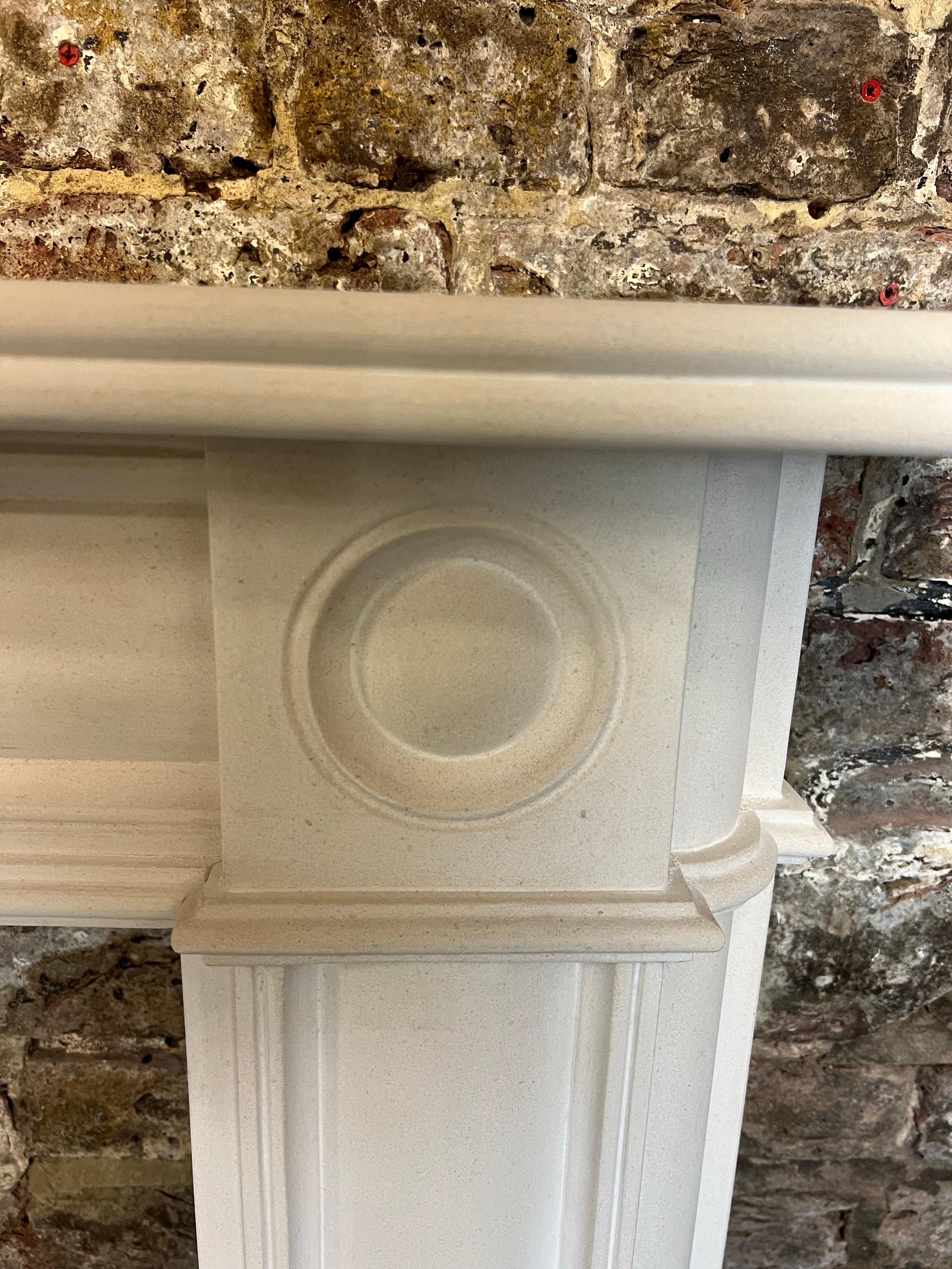 20th Century Bullseye Limestone Fireplace Mantlepiece For Sale 9