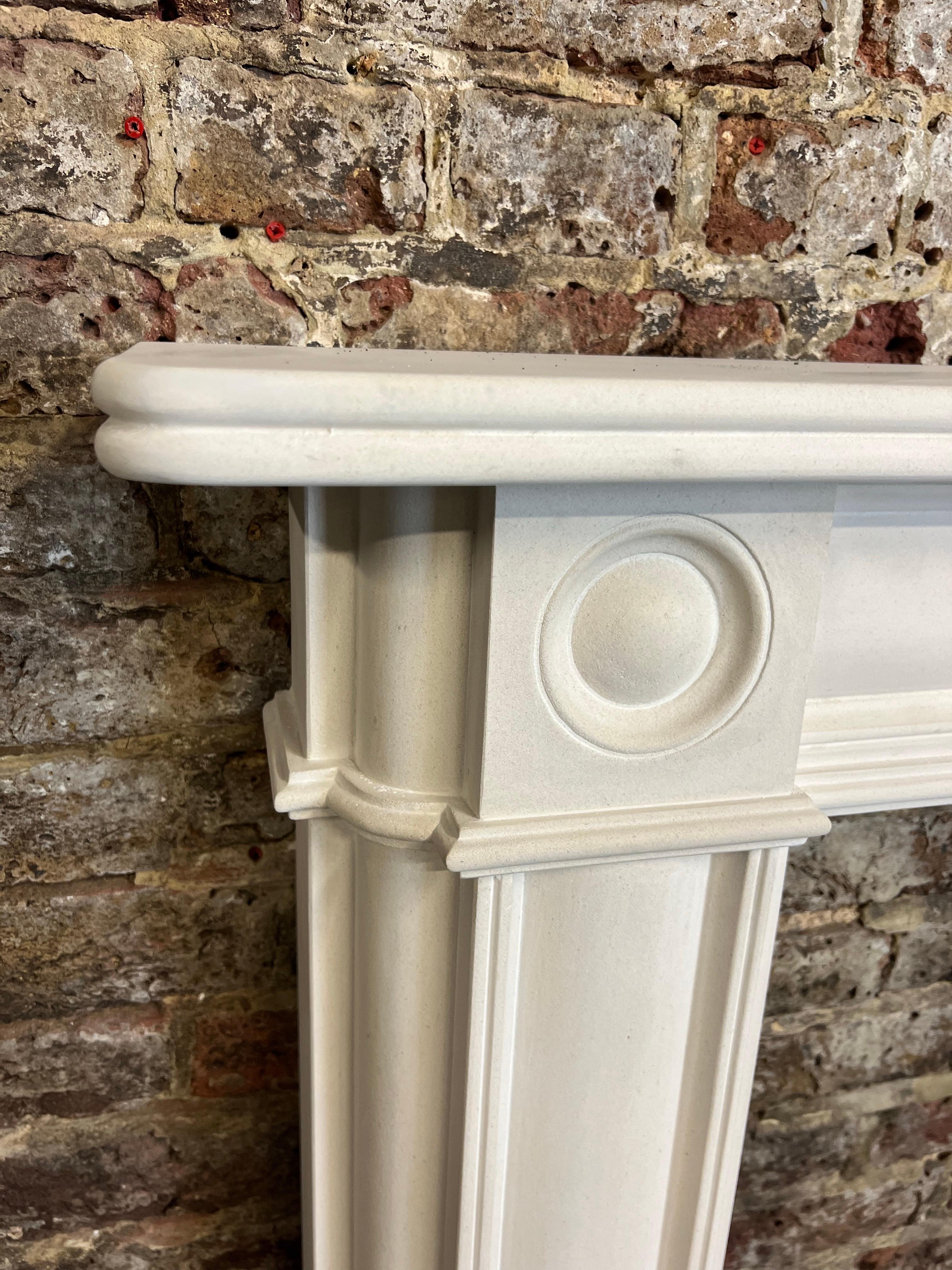 20th Century Bullseye Limestone Fireplace Mantlepiece For Sale 4
