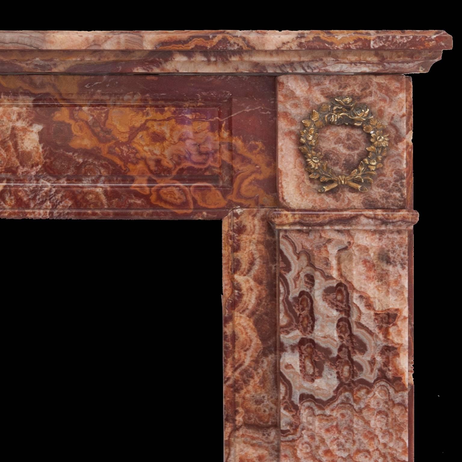 Louis Philippe 19th Century Empire Rouge Marble Fireplace 