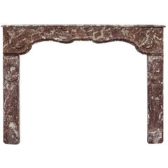18th Century Louis XVI Hand-Carved Rouge Marble Fireplace Surround