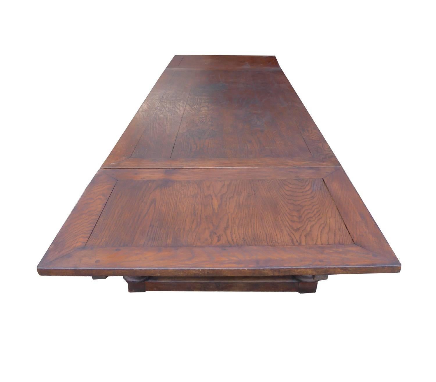 George III Large 19th Century Refectory Draw Leaf Table