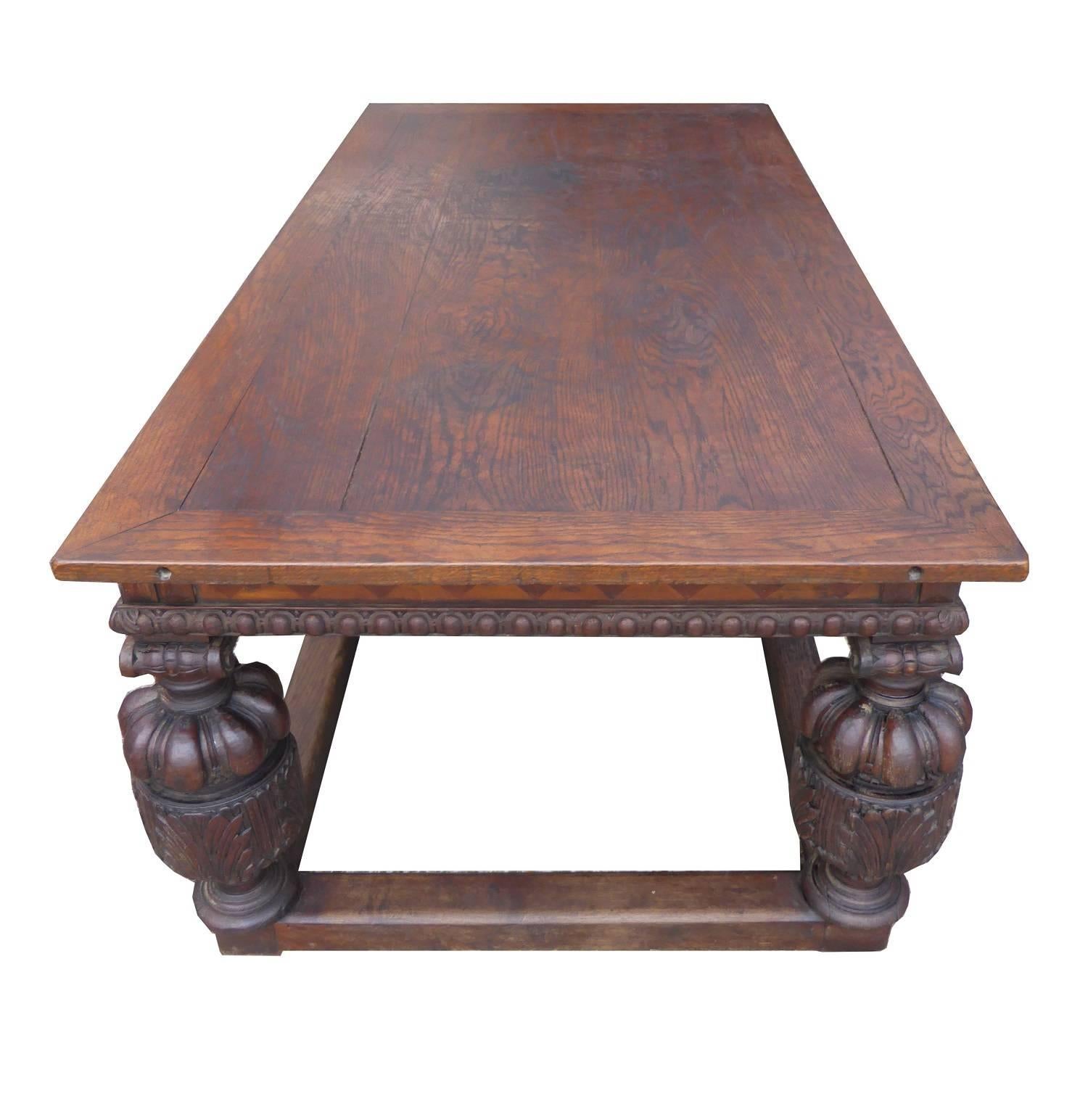 English Large 19th Century Refectory Draw Leaf Table
