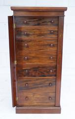 19th Century Figured Walnut Wellington Chest / Collectors Chest