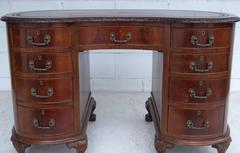 19th Century Solid Mahogany Kidney Shaped Desk