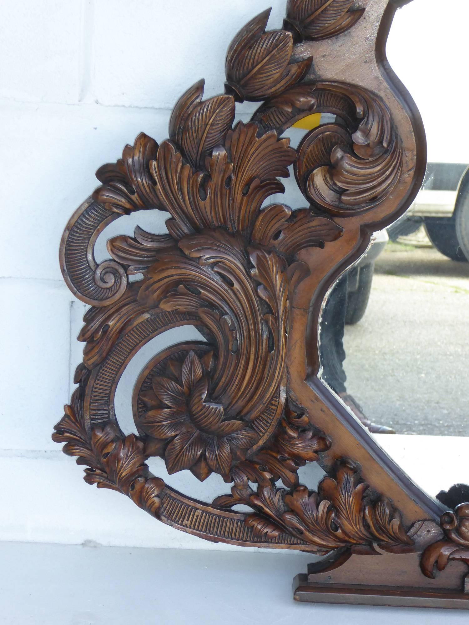 Victorian 19th Century Heavily Carved Mirror For Sale