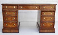 Original 19th Century Burr Walnut Pedestal Desk