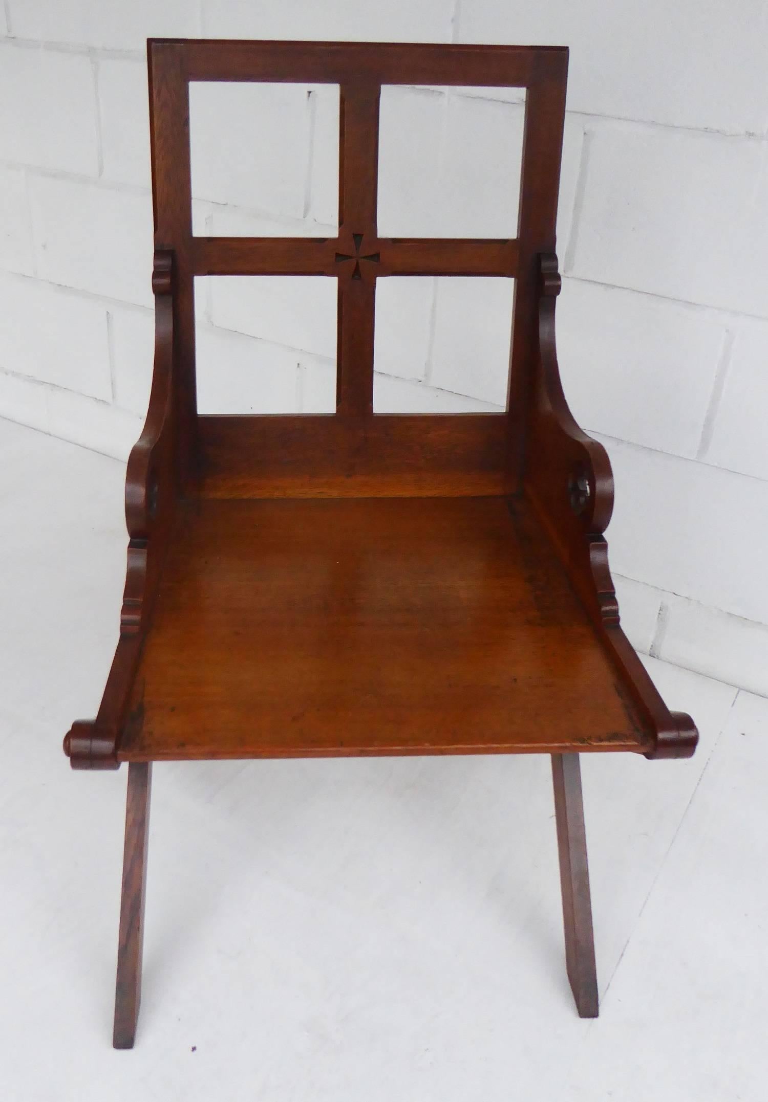 English 19th Century Gothic Revival Solid Oak Chair