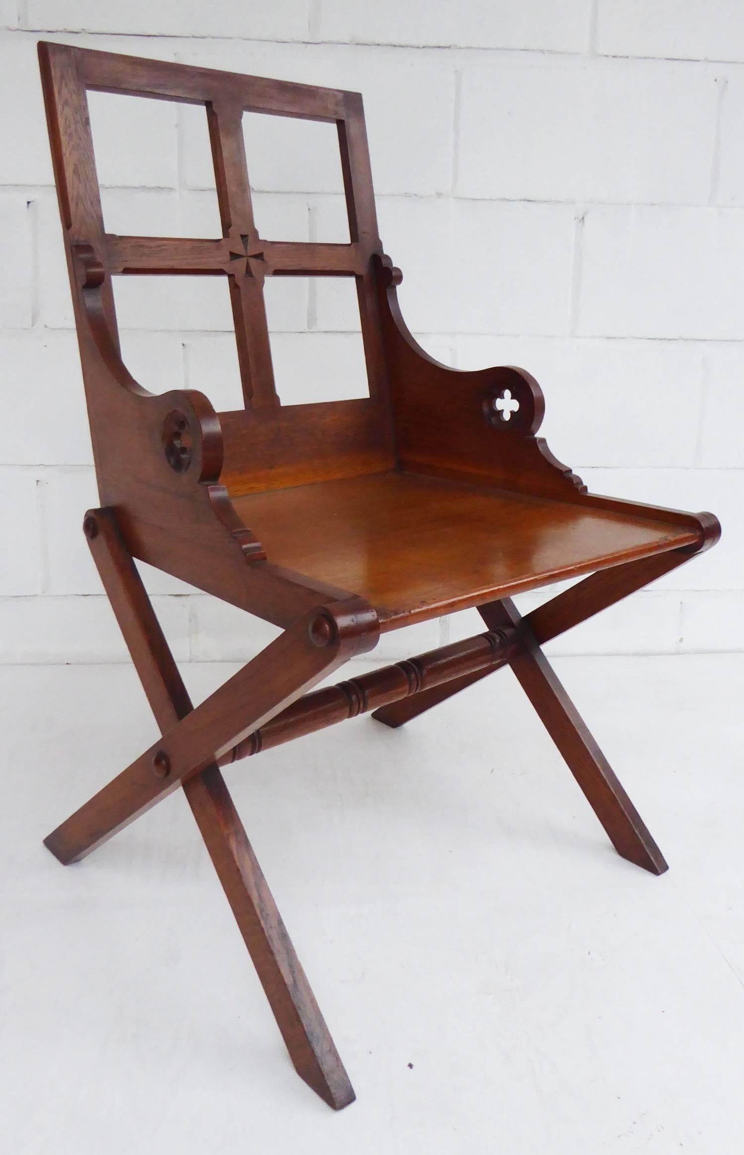 19th Century Gothic Revival Solid Oak Chair 1