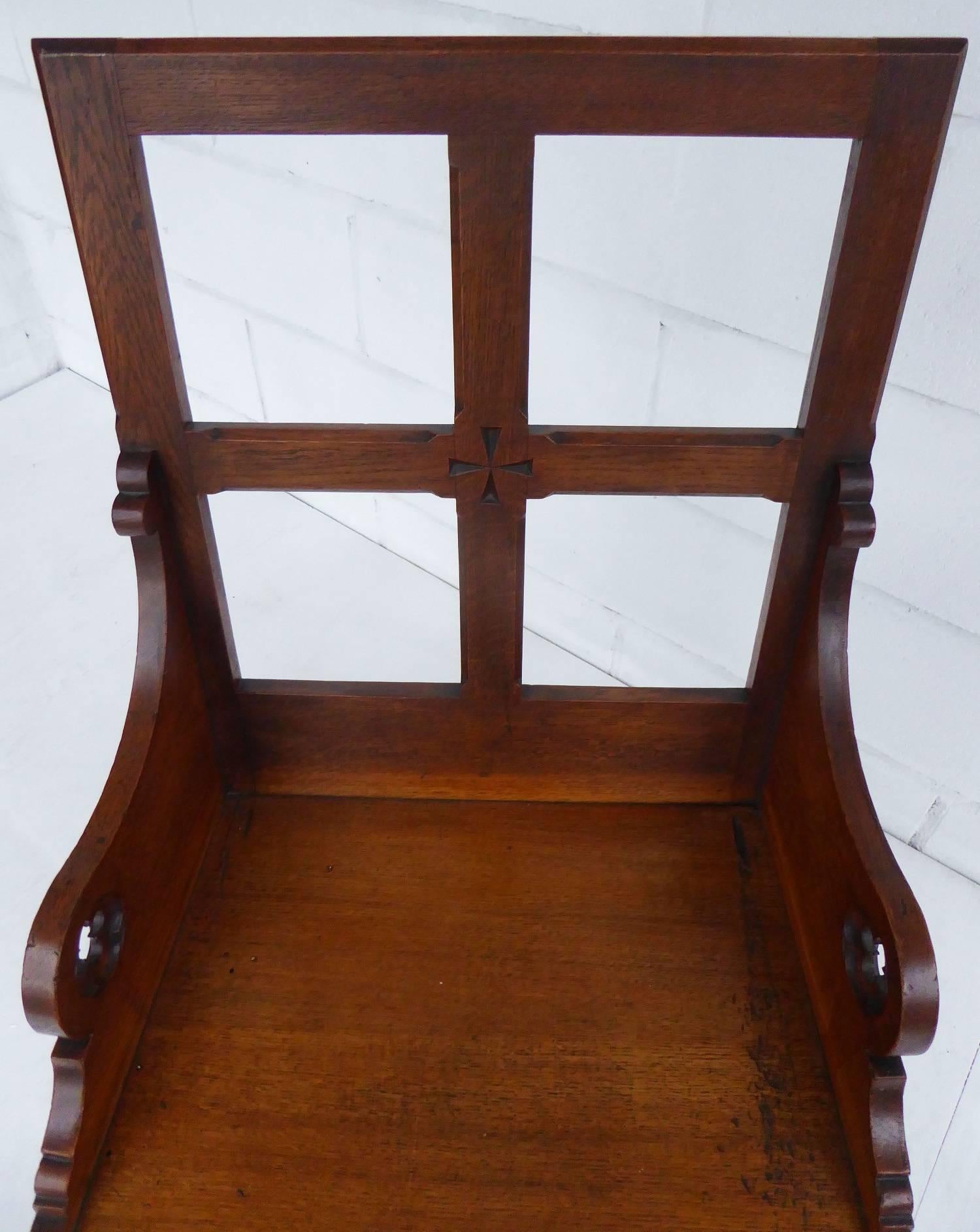 19th Century Gothic Revival Solid Oak Chair 2