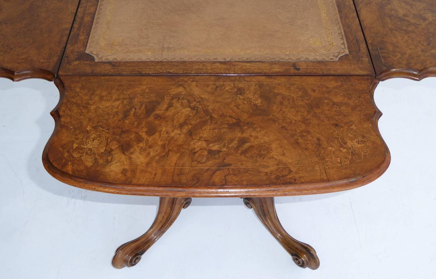 Early Victorian Victorian Burr Walnut Games Table