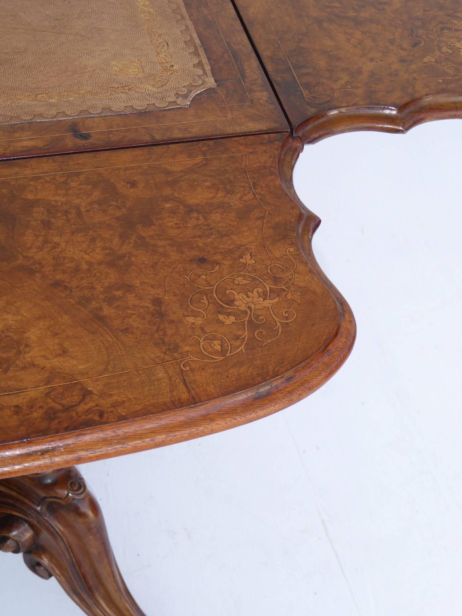 Victorian Burr Walnut Games Table 1