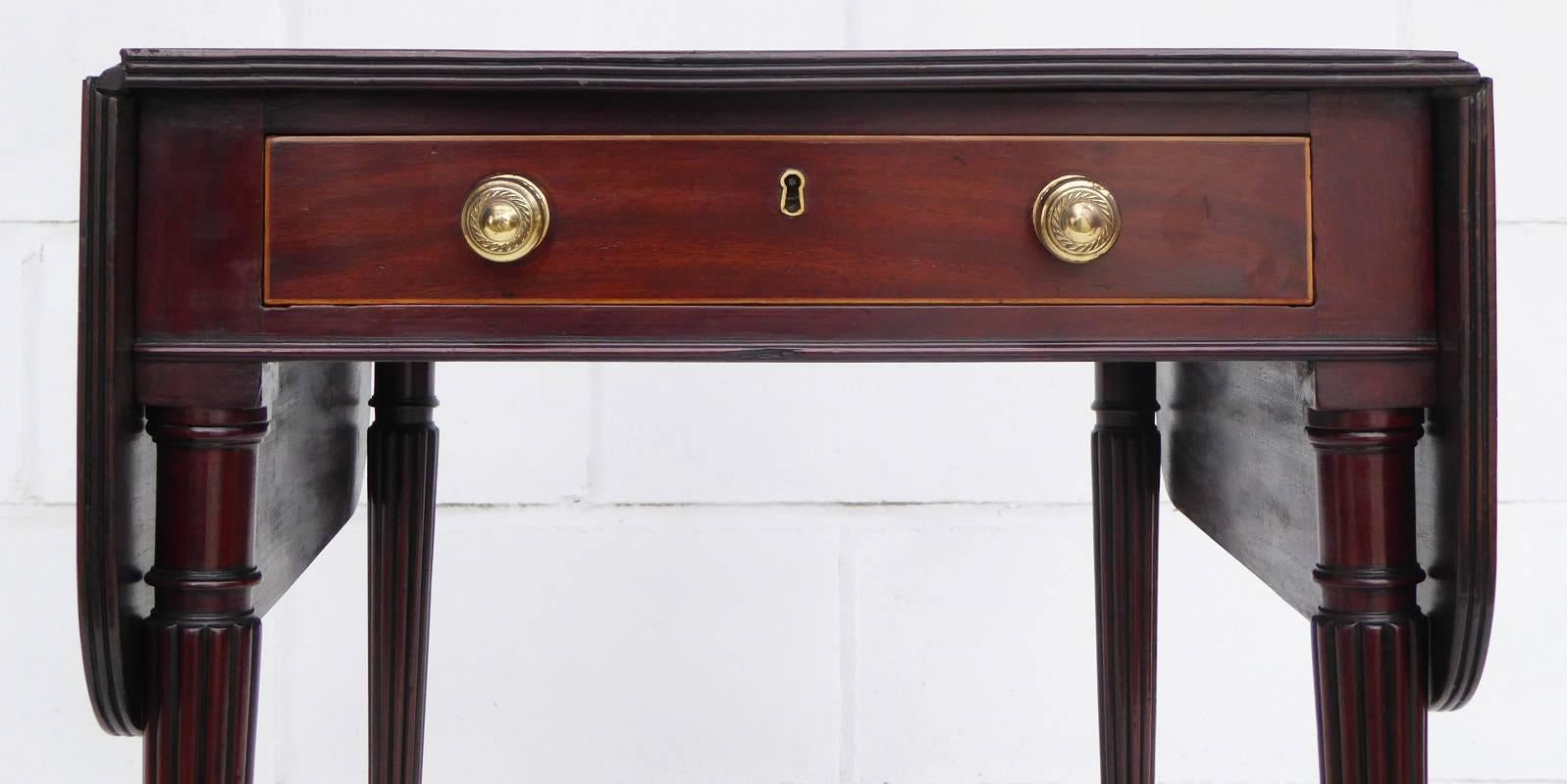 Inlay William IV Mahogany and Satinwood Pembroke Table or Games Table