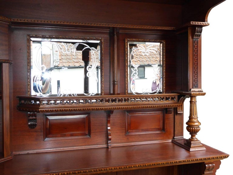English Mahogany and Carved Walnut Canted Corner Bar For Sale at 1stDibs