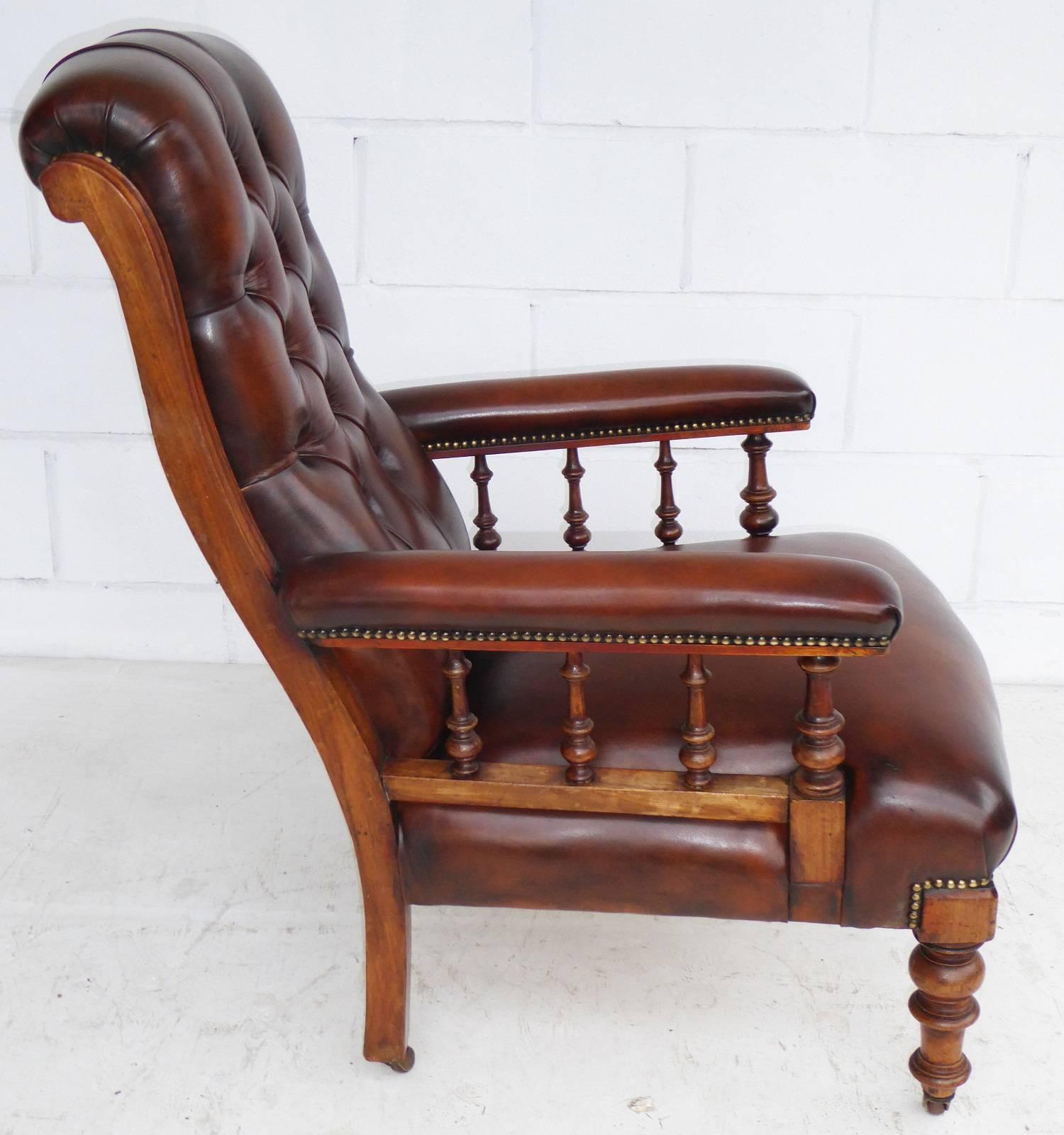 19th Century Leather Library Chair 1