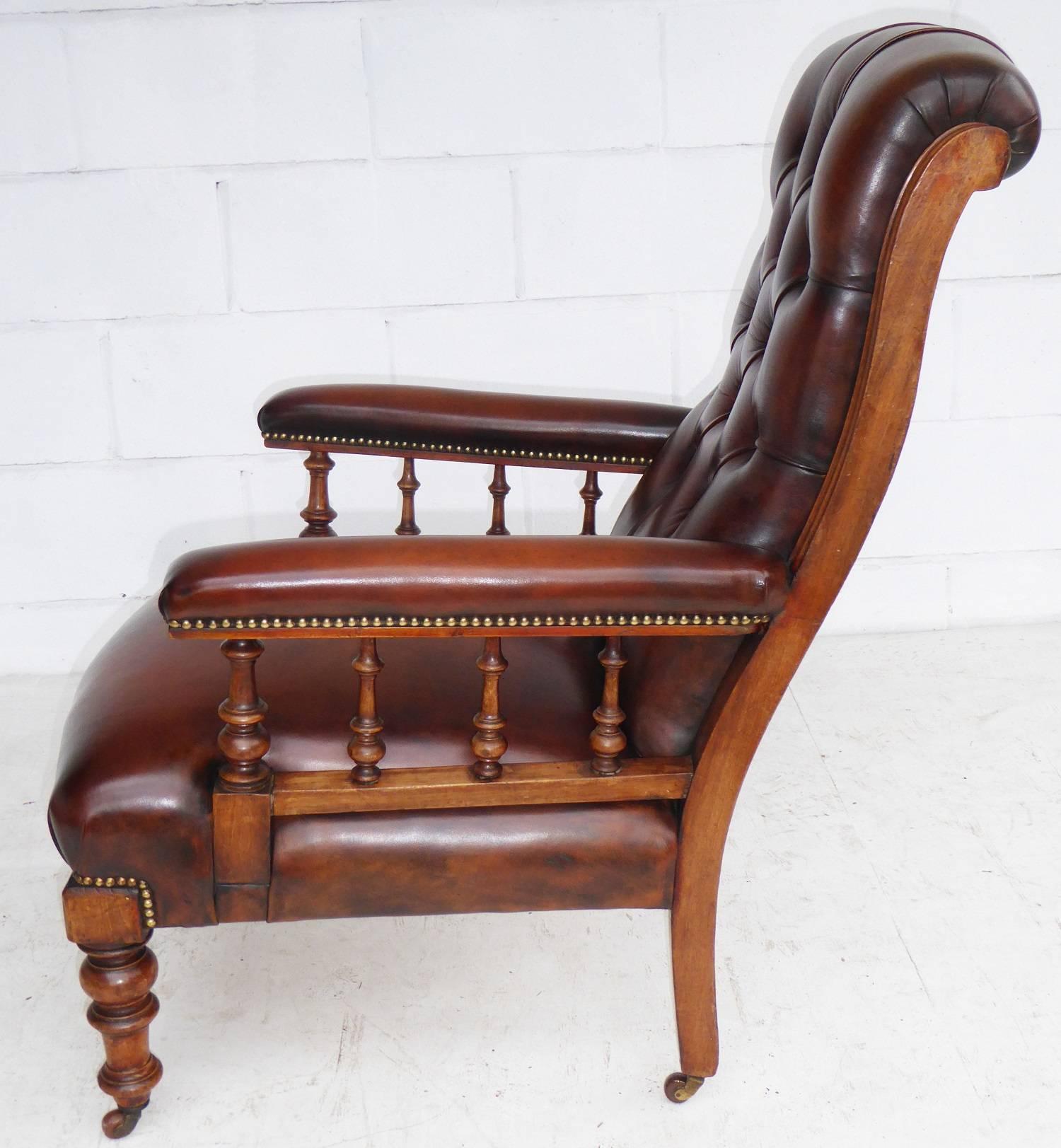 19th Century Leather Library Chair 2