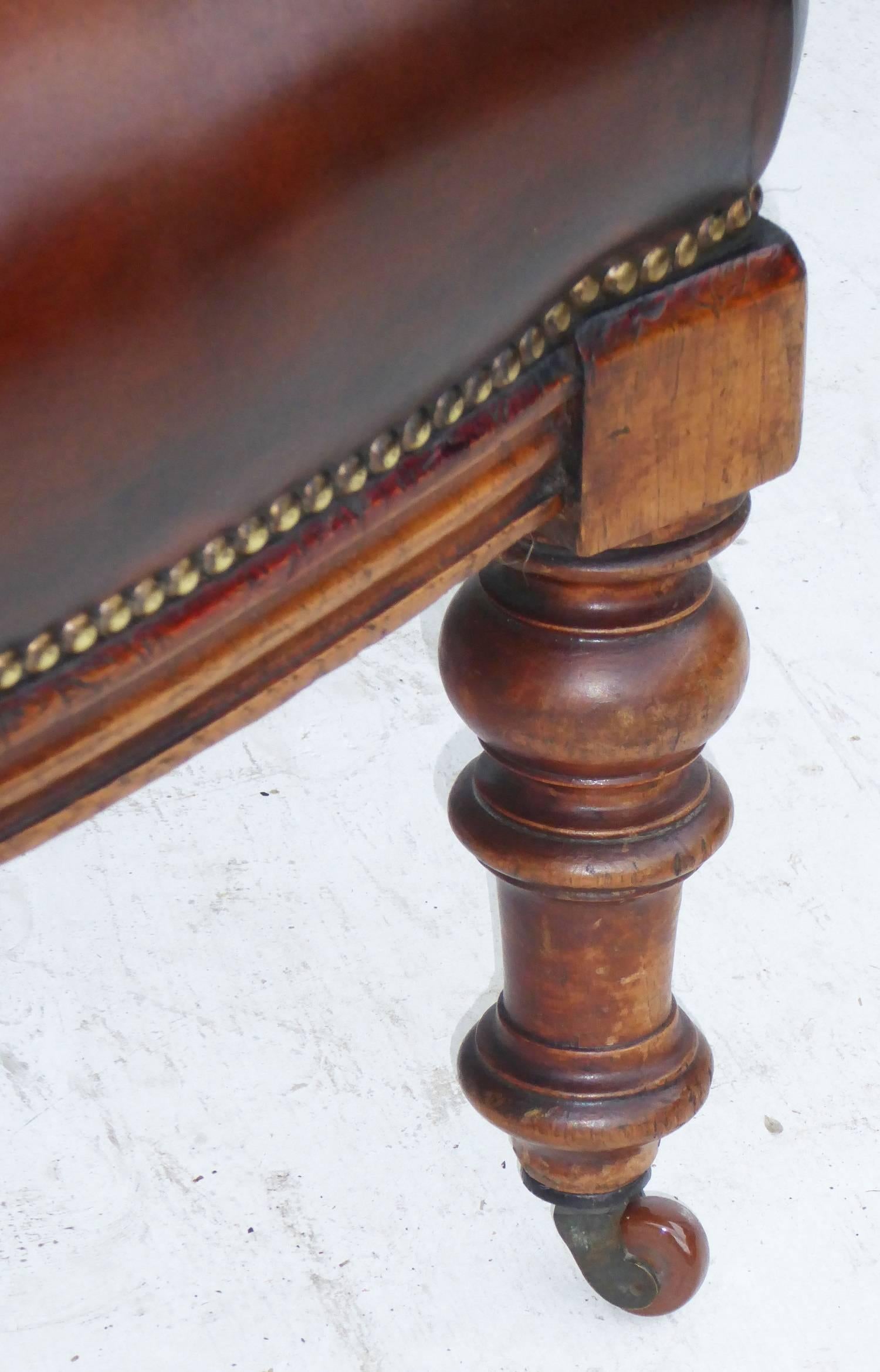 19th Century Leather Library Chair 4