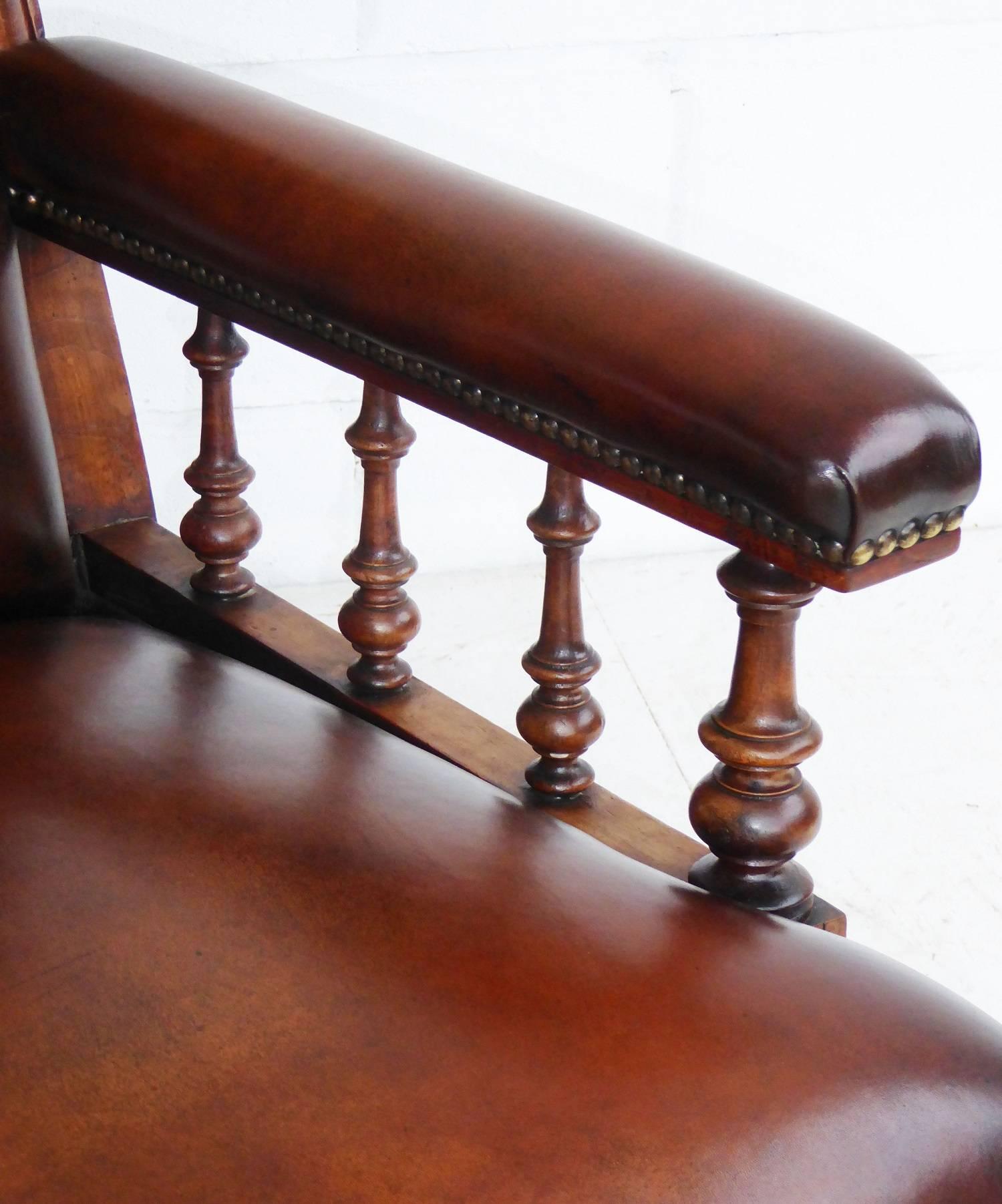 19th Century Leather Library Chair 5