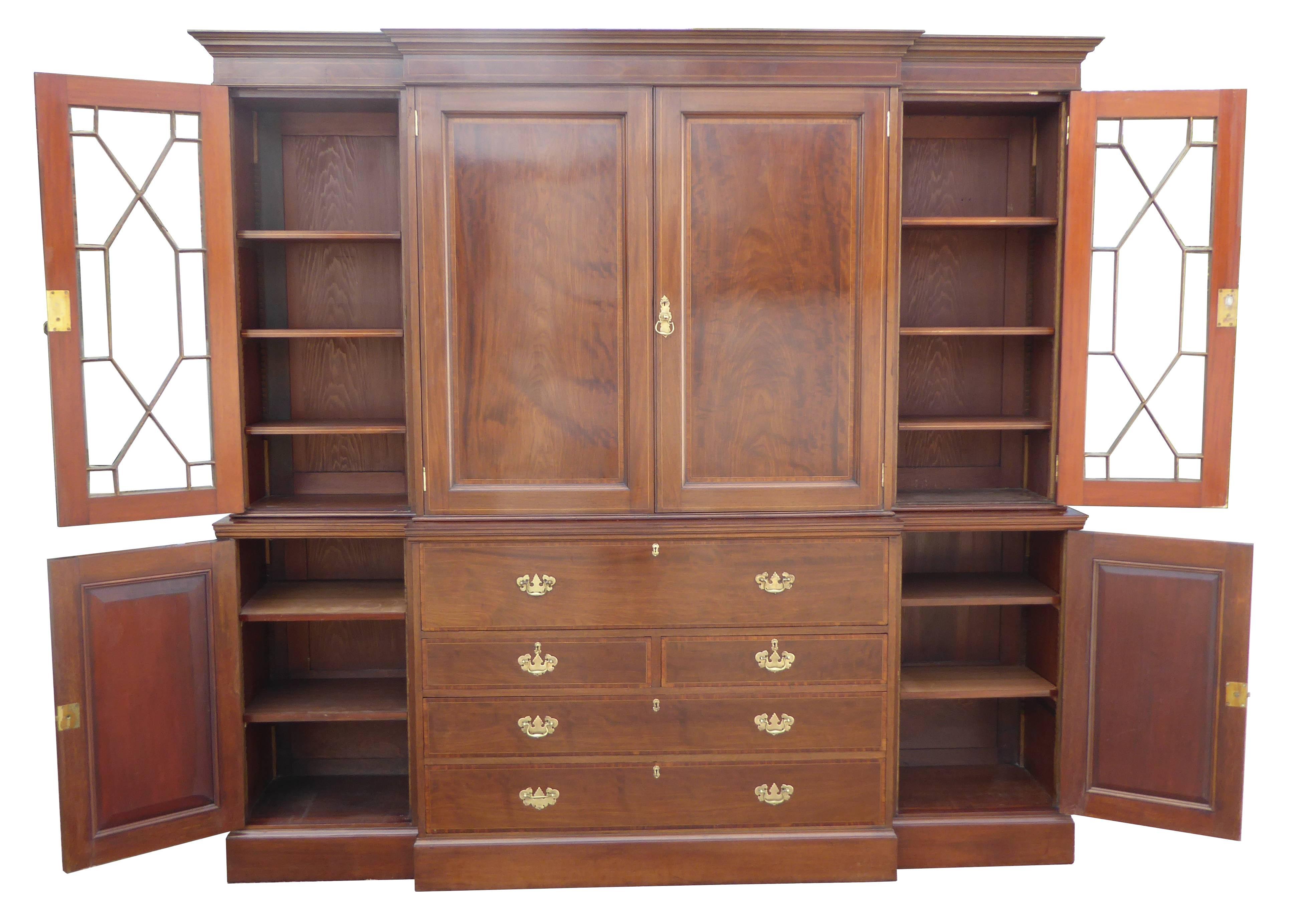 Large Mahogany Breakfront Bookcase 1