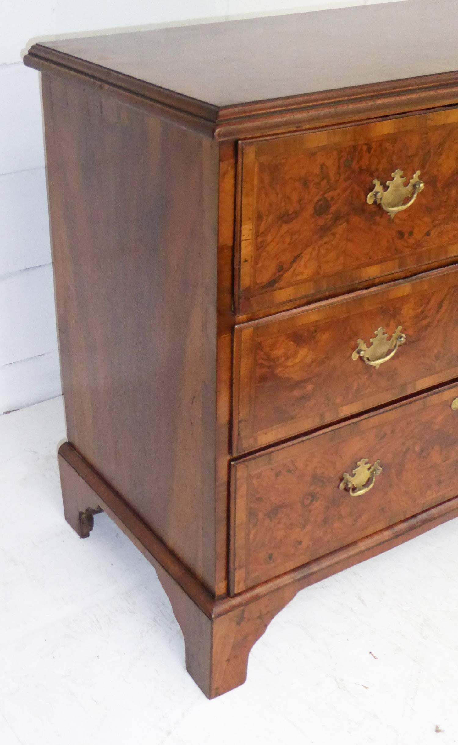 19th Century Early George III Burr Walnut Secretaire Chest of Drawers 1