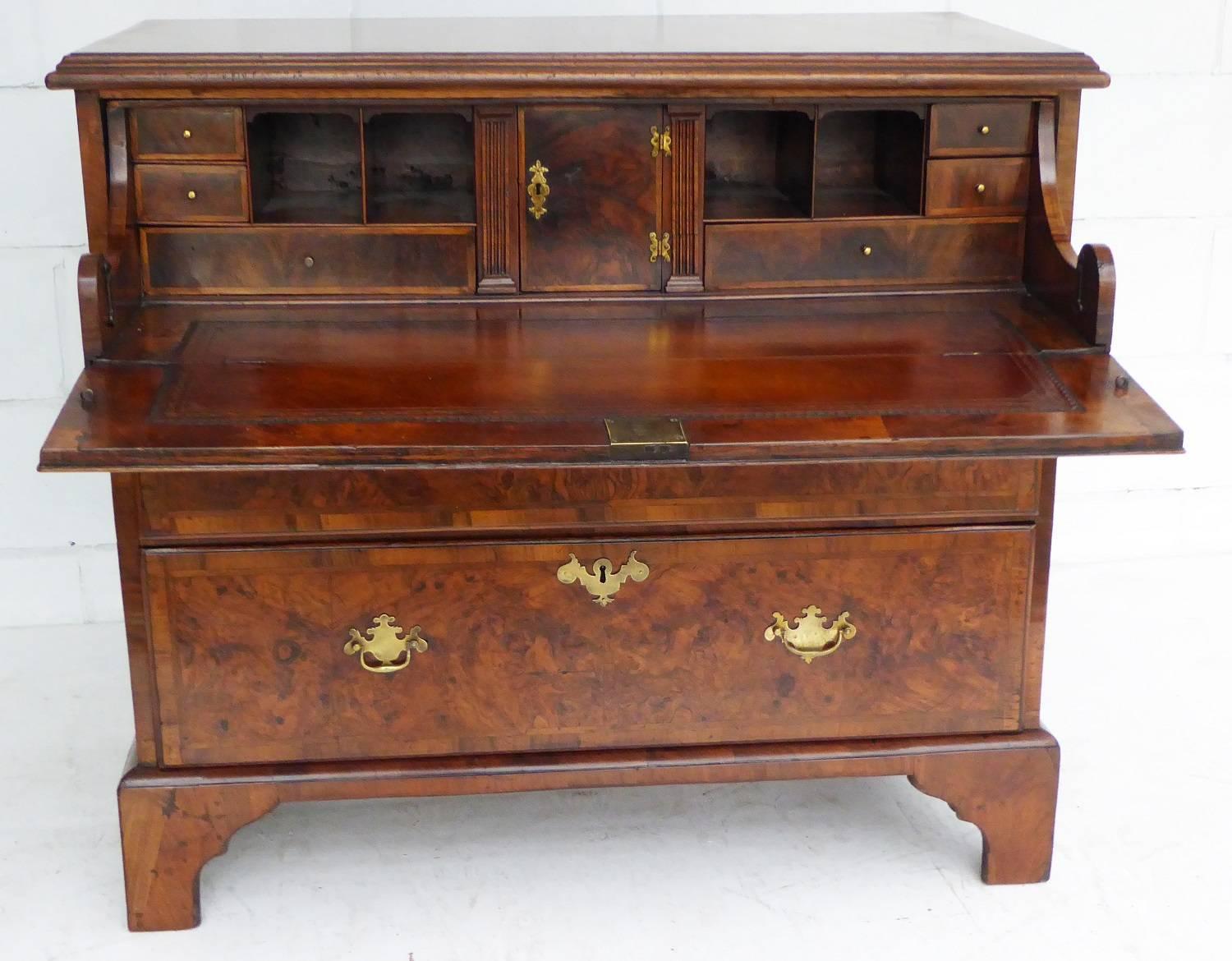 19th Century Early George III Burr Walnut Secretaire Chest of Drawers In Good Condition In Chelmsford, Essex