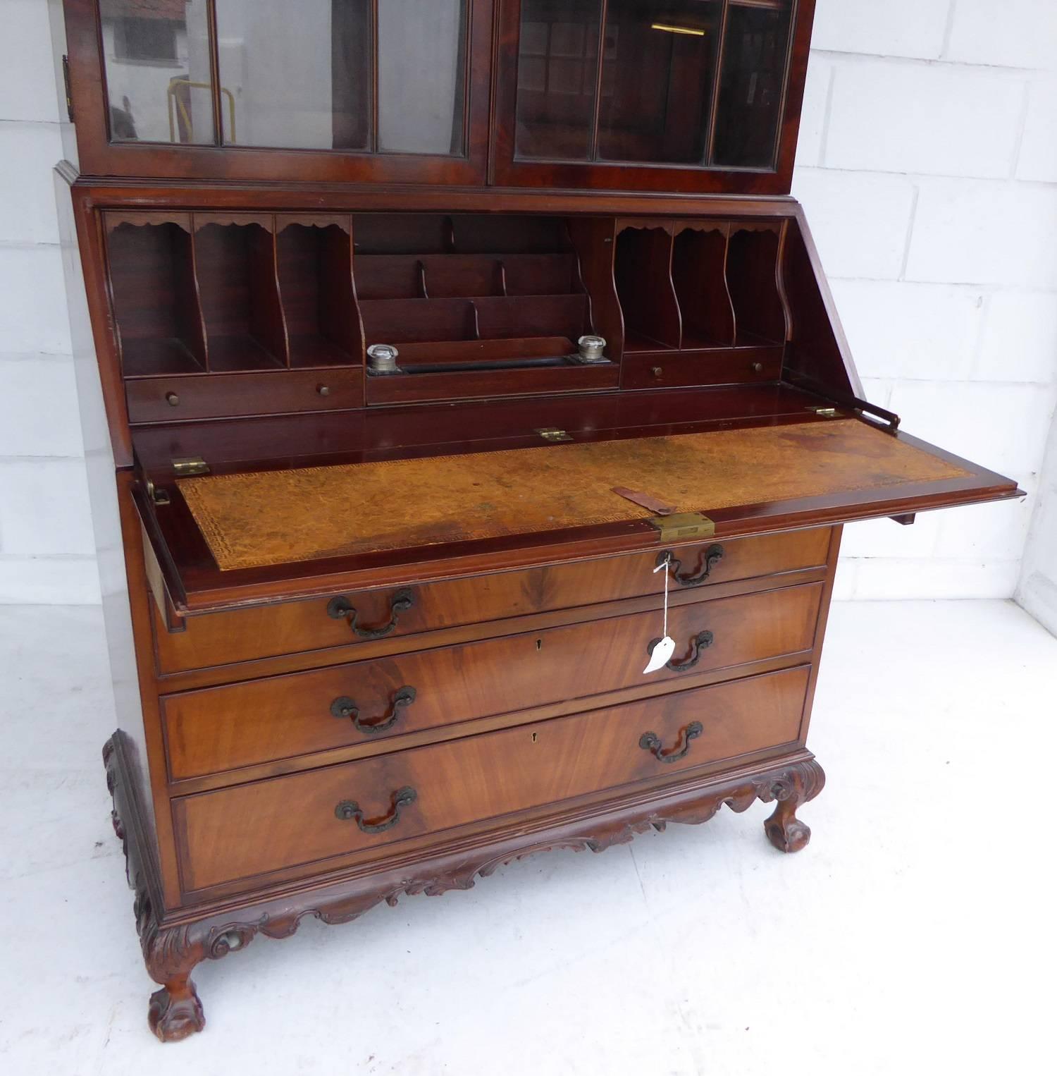 Good Quality Chippendale Style Secretary Bookcase 1