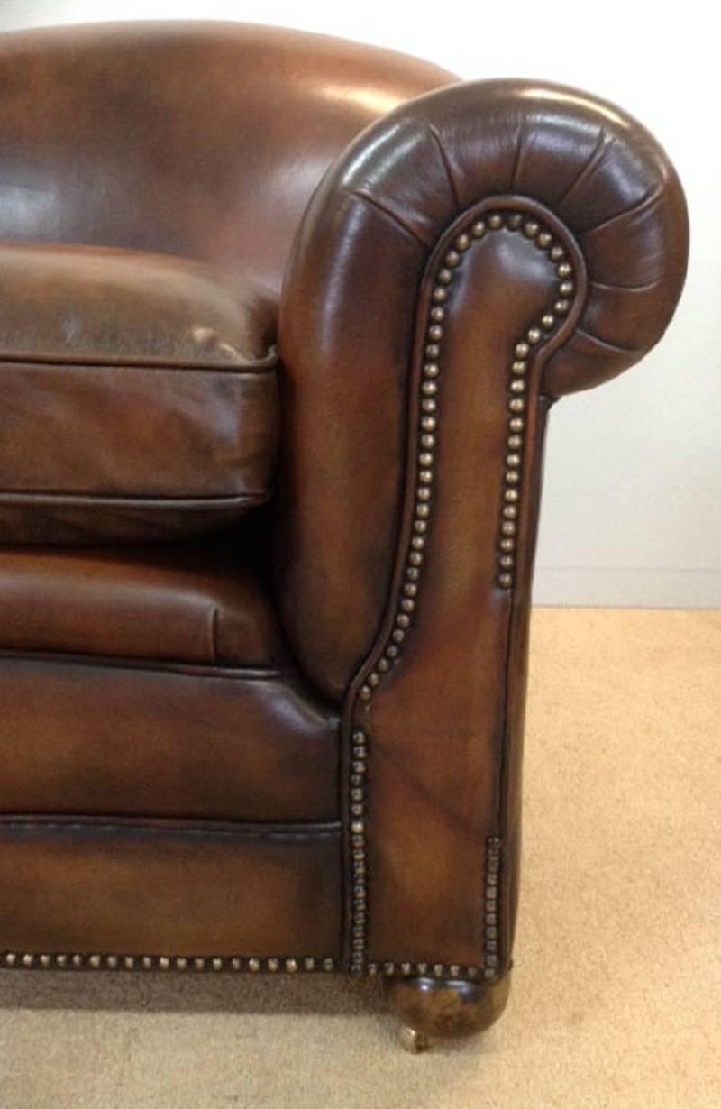 20th Century Antique Victorian Drop End Leather Sofa