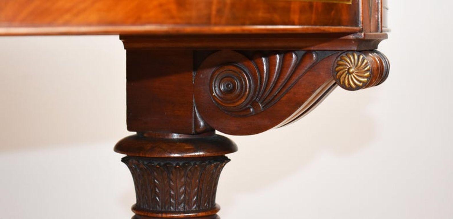 Regency Flame Mahogany Brass Inlaid Drum Table For Sale 8