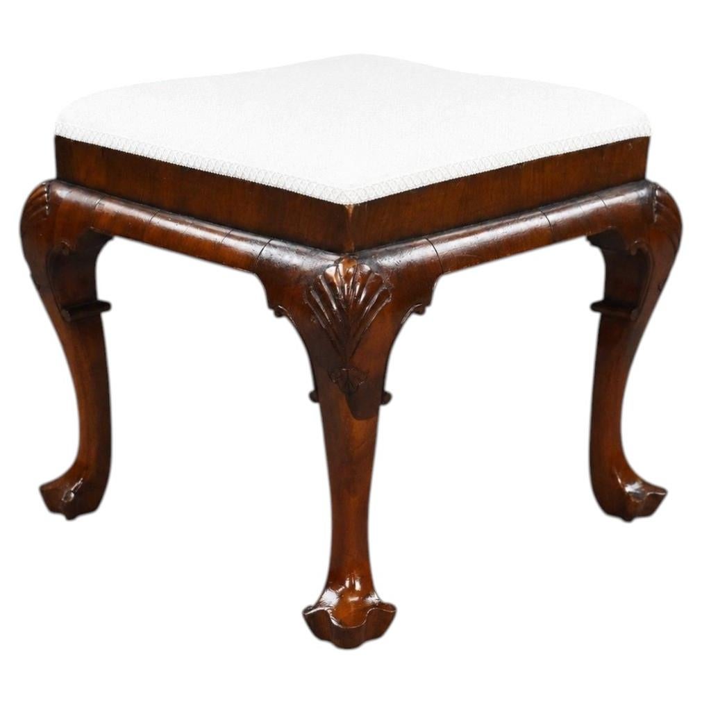 Antique Queen Anne Style Walnut Stool