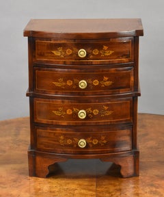 Miniature Marquetry Bow Front Chest of Drawers