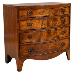 Early 20th Century Figured Walnut Bow Front Chest of Drawers