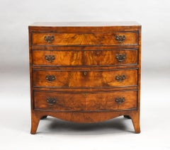 Early 20th Century Figured Walnut Bow Front Chest of Drawers