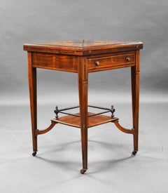 Edwardian Inlaid Rosewood Envelope Card Table