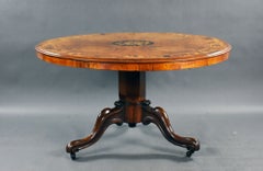 Victorian Burr Walnut and Marquetry Circular Breakfast Table