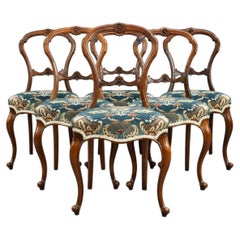 Set of 6 Victorian Mahogany Balloon Back Dining Chairs