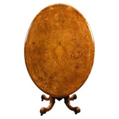 Victorian Burr Walnut Inlaid Loo Table