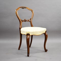 Set of 4 Victorian Walnut Balloon Back Dining Chairs