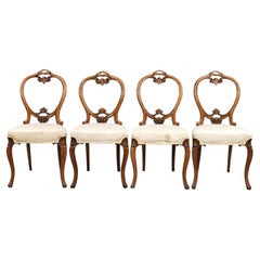 Set of 4 Victorian Walnut Balloon Back Dining Chairs