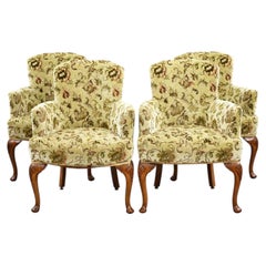 Set of Four Queen Anne Style Walnut Armchairs