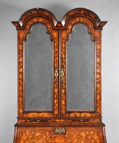 Antique Dutch Marquetry Bureau Bookcase