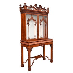 Late Victorian Chinese Chippendale Style Mahogany Display Cabinet