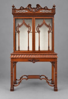 Late Victorian Chinese Chippendale Style Mahogany Display Cabinet