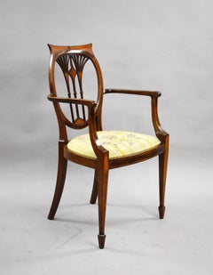 Pair of Edwardian Sheraton Revival Mahogany Armchairs