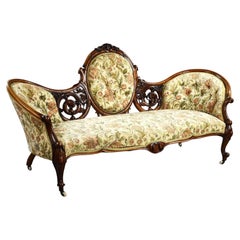 Victorian Walnut Carved Sofa/Chaise