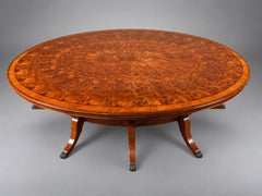 Magnificent Large Burr Walnut Extending Oval Dining Table